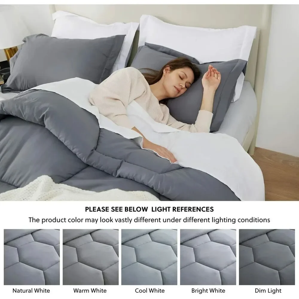 Queen Size Honeycomb Comforter Set - Soft & Cozy 88